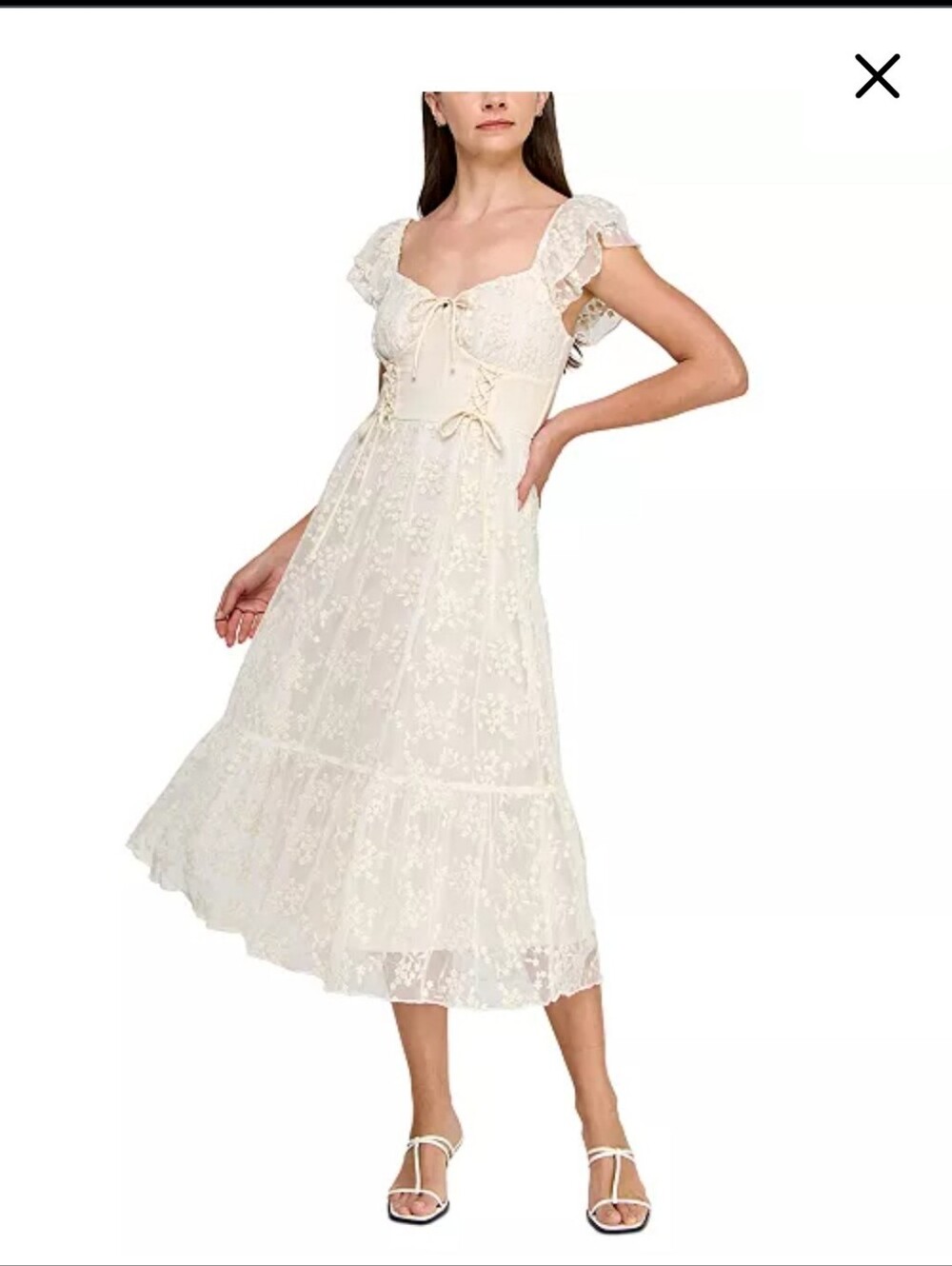 ROWA NWT Ivory Floral Embroidered Lace Corset Maxi Dress Size L Cottagecore